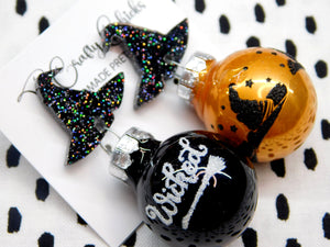 PRE ORDER - Witch Halloween Ornament Dangles w/ Witch Hat Tops