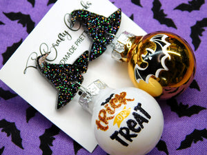 PRE ORDER - Trick or Treat Halloween Ornament Dangles w/ Witch Hat Tops