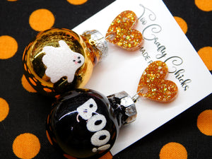 PRE ORDER - BOO Ghost Halloween Ornament Dangles w/ Heart Tops
