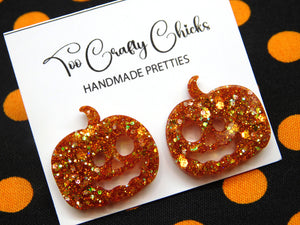 PRE ORDER - Orange Round Jack-O-Lantern Studs