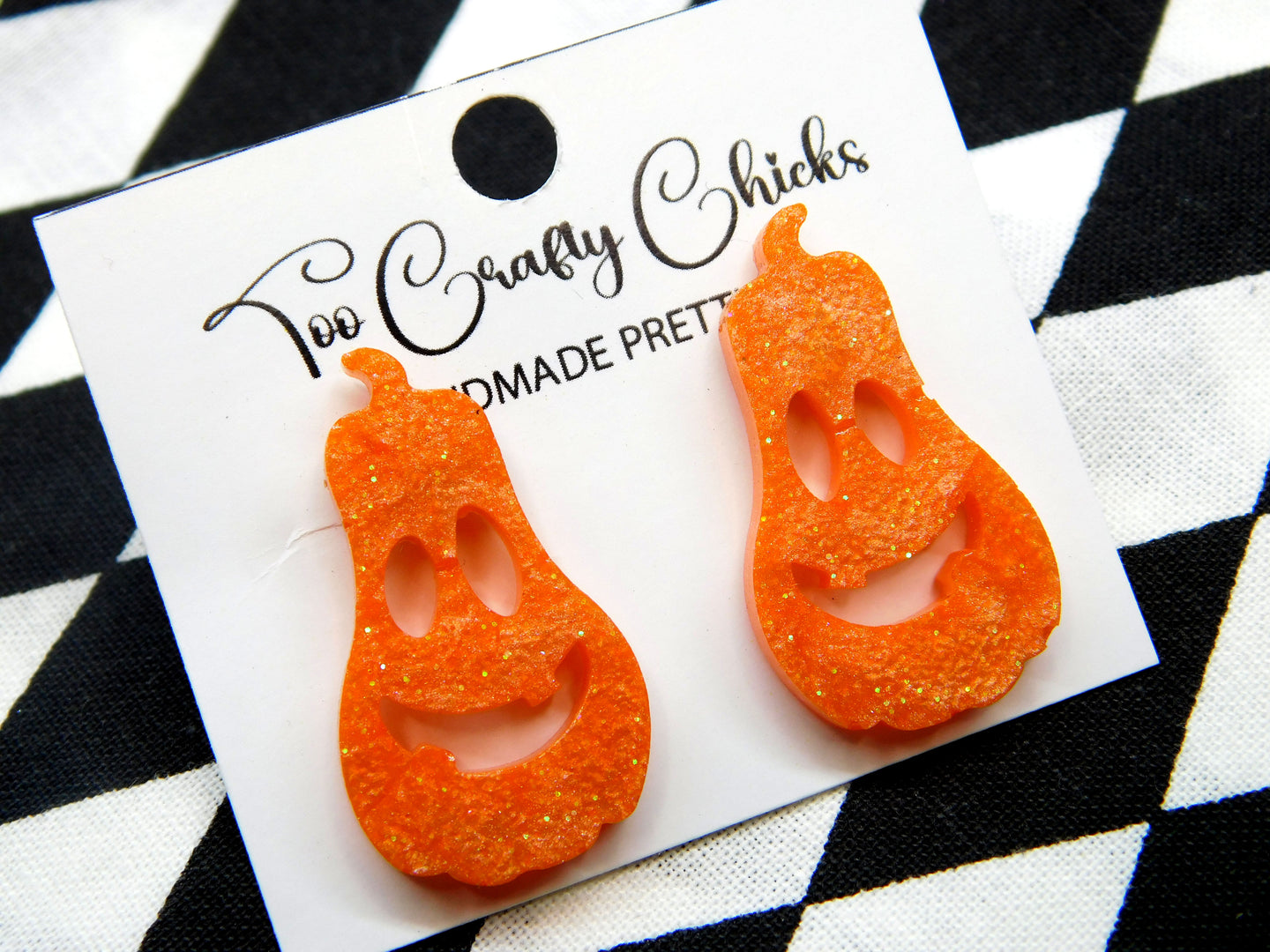 PRE ORDER - Orange Oblong Jack-O-Lantern Studs