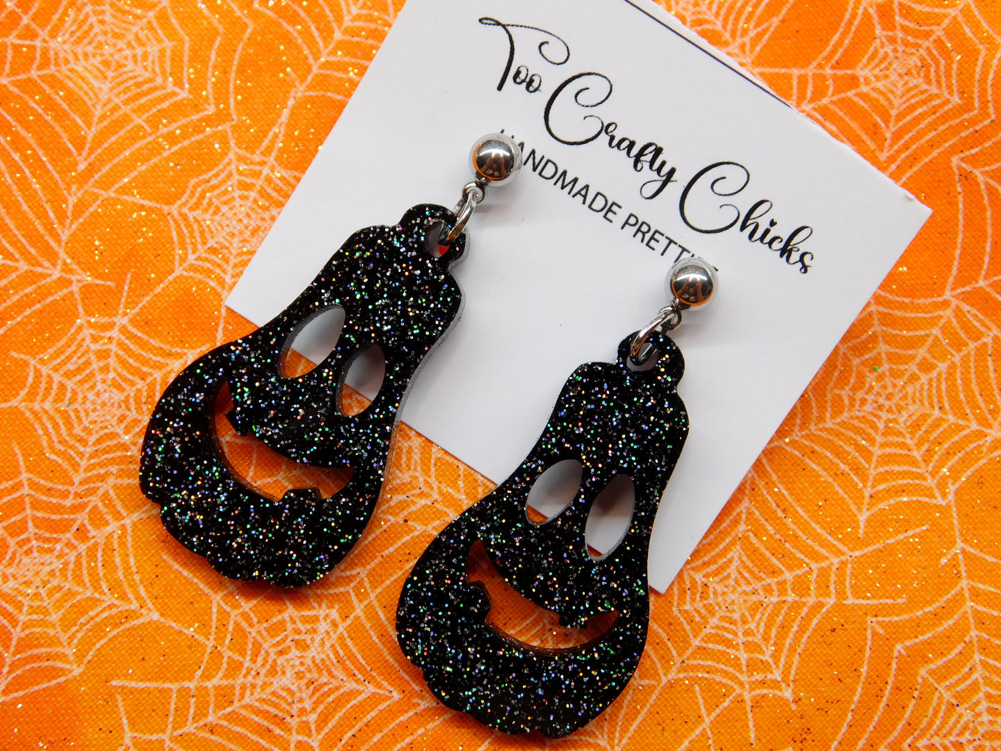 PRE ORDER - Oblong Black Jack-O-Lantern Dangles