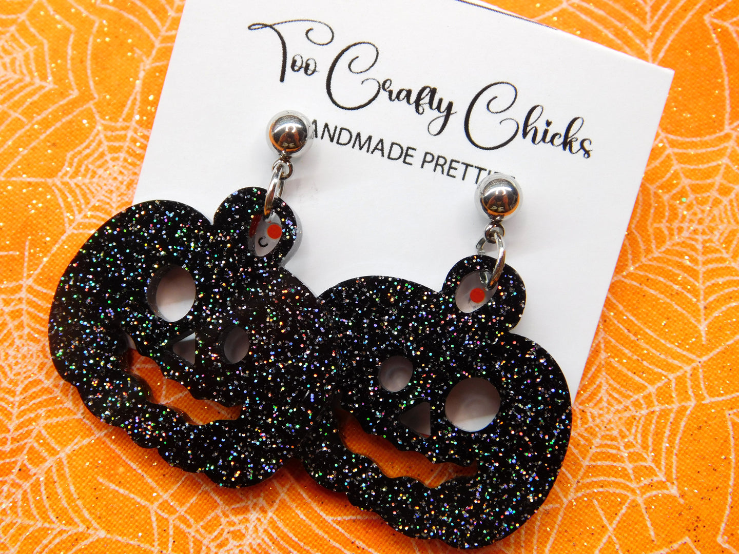 Round Black Jack-O-Lantern Dangles