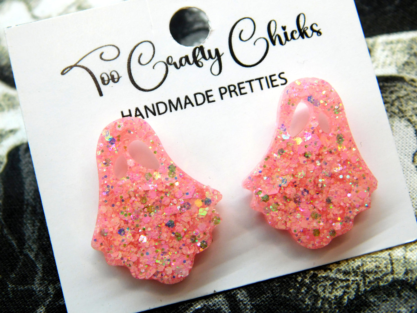 1 in. Baby Pink Ghost Studs