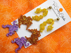Yellow Orange & Purple Witch Hair Dangles