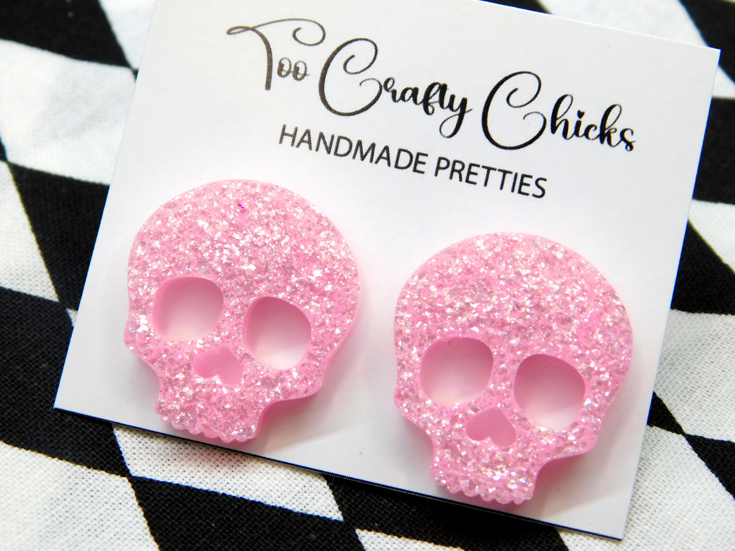 3/4 in. Baby Pink Skull Studs
