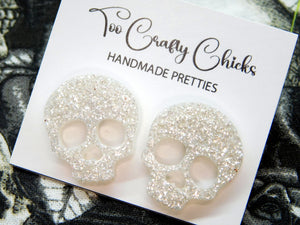 1 in. White Skull Studs
