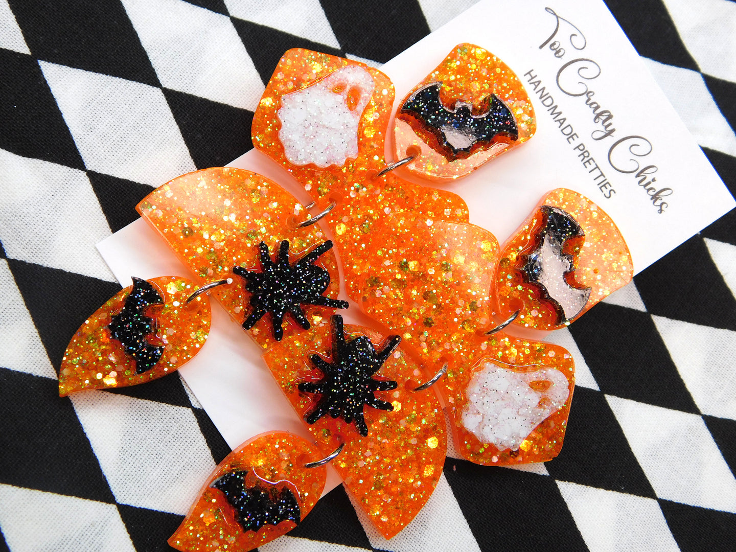 Orange White & Black 4 Tier Dangles