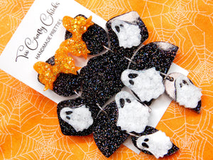 Orange White & Black Ghost 4 Tiers w/ Bows