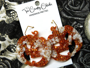 PRE ORDER - Orange & Beige X-Large Jack-O-Lanterns on Hexagon Hoops