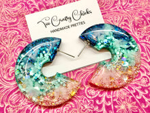 Load image into Gallery viewer, Pink BEACH Round Hoop Studs
