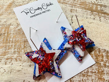 Load image into Gallery viewer, 4th of July Stacked Star Hoops
