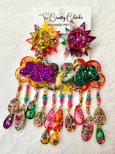 Load image into Gallery viewer, Rainbow Lava Peace Rain Cloud Dangles
