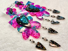 Load image into Gallery viewer, Galaxy Flower Heart Dangles
