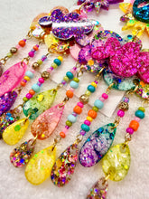 Load image into Gallery viewer, Tie Dye Peace Rain Cloud Dangles
