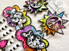 Load image into Gallery viewer, Rainbow Cartoon Peace Rain Cloud Dangles
