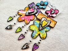 Load image into Gallery viewer, Rainbow Cartoon Flower Heart Dangles
