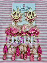 Load image into Gallery viewer, Pink &amp; Gold Ombre Peace Rain Cloud Dangles
