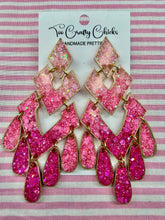 Load image into Gallery viewer, Pink &amp; Gold Ombre 4 Tier Diamond Dangles
