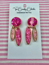 Load image into Gallery viewer, Pink &amp; Gold Ombre Small Double Oval Dangles
