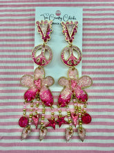 Load image into Gallery viewer, Pink &amp; Gold Ombre Peace Flower Dangles
