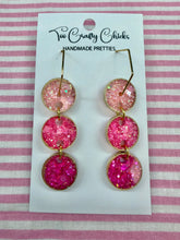 Load image into Gallery viewer, Pink &amp; Gold Ombre 3 Tier 3/4 in. Round Hoops
