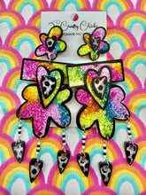 Load image into Gallery viewer, Cartoon Rainbow Flower Heart Dangles
