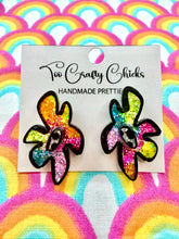 Load image into Gallery viewer, Cartoon Rainbow Small Stacked Flower Studs
