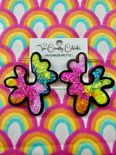 Load image into Gallery viewer, Cartoon Rainbow Flower Hoop Studs
