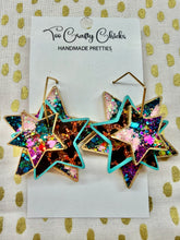 Load image into Gallery viewer, Fantasy Leopard Stacked Star Hoops
