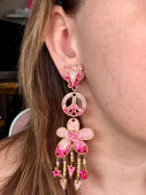 Load image into Gallery viewer, Pink &amp; Gold Ombre Peace Flower Dangles
