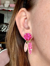 Load image into Gallery viewer, Pink &amp; Gold Ombre Small Double Oval Dangles
