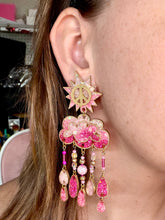 Load image into Gallery viewer, Pink &amp; Gold Ombre Peace Rain Cloud Dangles
