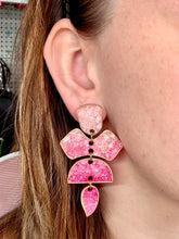 Load image into Gallery viewer, Pink &amp; Gold Ombre Medium 4 Tier Dangles
