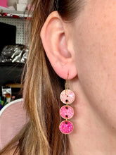 Load image into Gallery viewer, Pink &amp; Gold Ombre 3 Tier 3/4 in. Round Hoops
