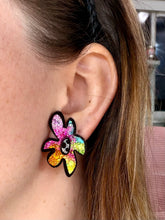 Load image into Gallery viewer, Cartoon Rainbow Large Stacked Flower Studs
