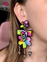 Load image into Gallery viewer, Cartoon Rainbow Flower Heart Dangles
