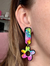 Load image into Gallery viewer, Cartoon Rainbow Flower Exclamation Dangles
