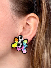 Load image into Gallery viewer, Cartoon Rainbow Large Stacked Flower Studs

