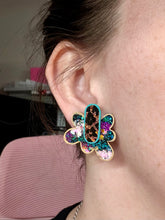 Load image into Gallery viewer, Fantasy Leopard Large Stacked Flower Studs
