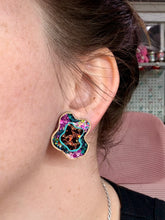 Load image into Gallery viewer, Fantasy Leopard Large Stacked Lagoon Studs
