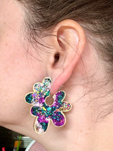 Load image into Gallery viewer, Fantasy Leopard Large Flower Hoop Studs
